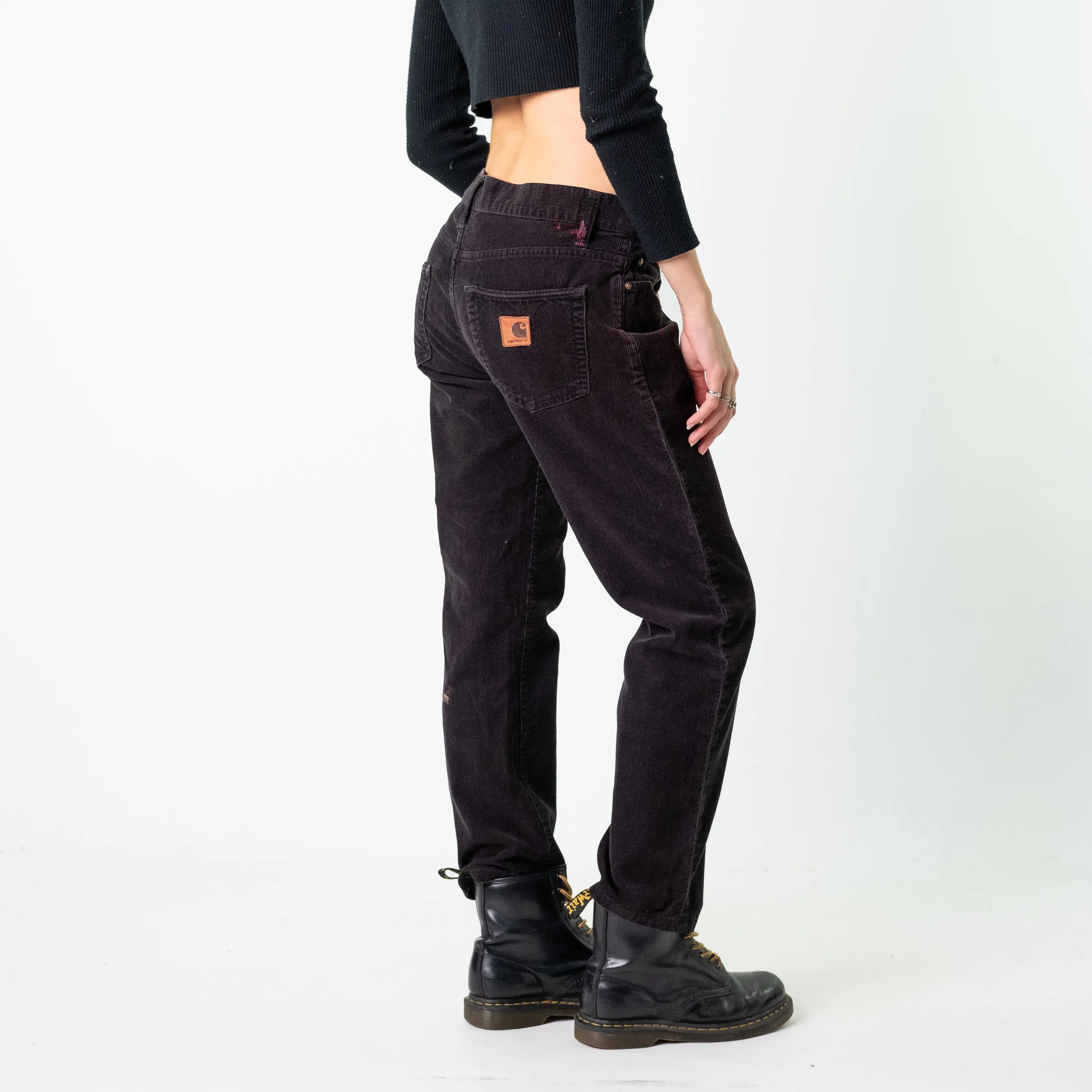 Black 90s Carhartt Corduroy Cargo Skater Trousers Pants Jeans (31x32)