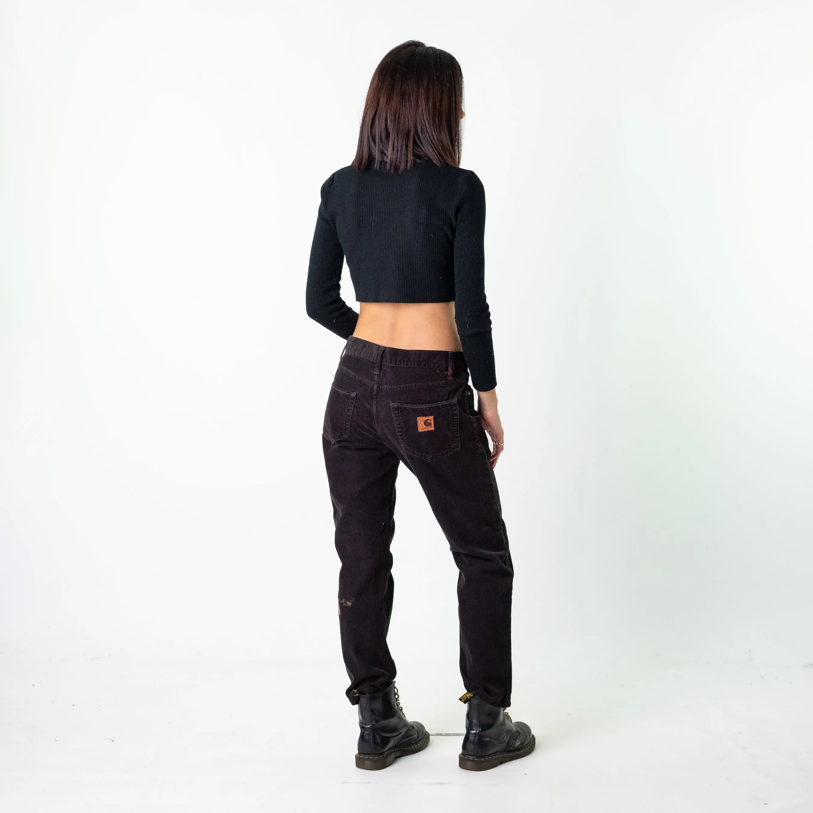 Black 90s Carhartt Corduroy Cargo Skater Trousers Pants Jeans (31x32)