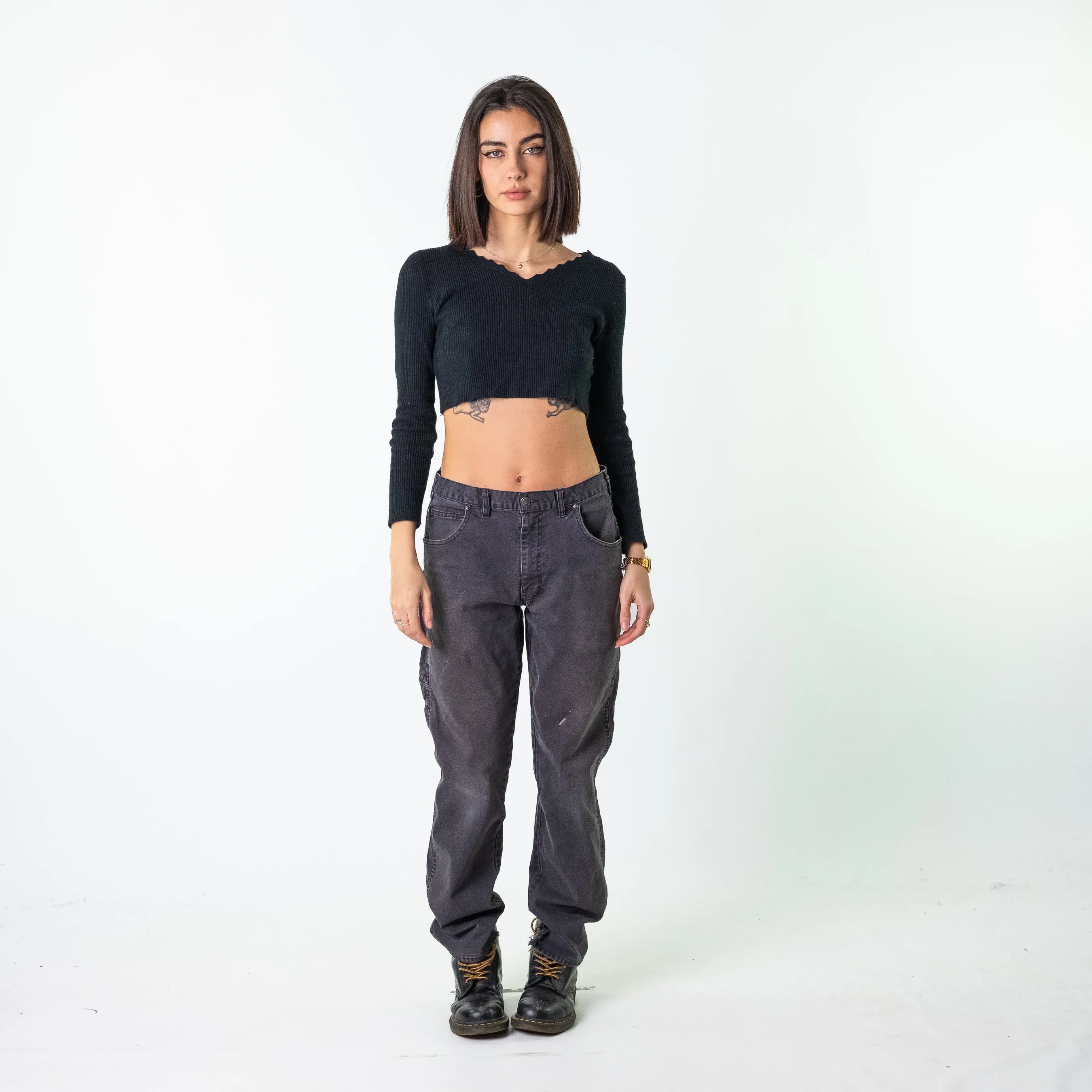 Black 90s Dickies  Cargo Skater Trousers Pants Jeans (34x32)