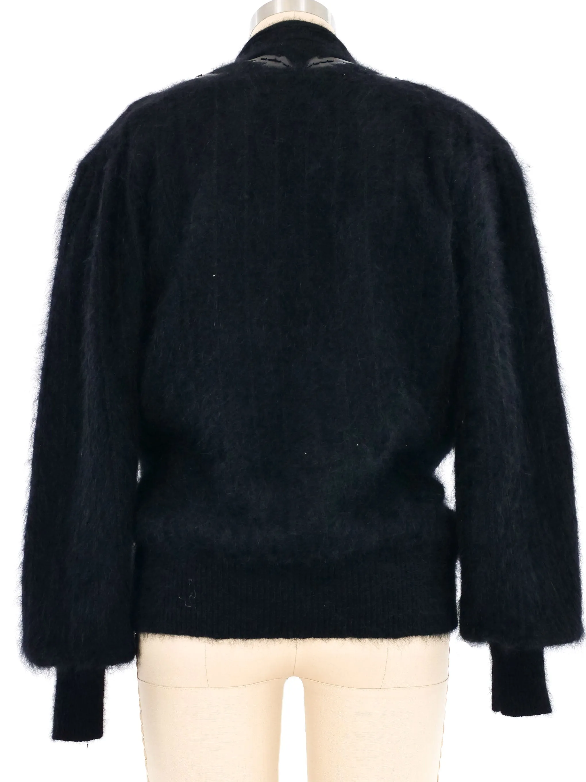 Black Embellished Angora Cardigan