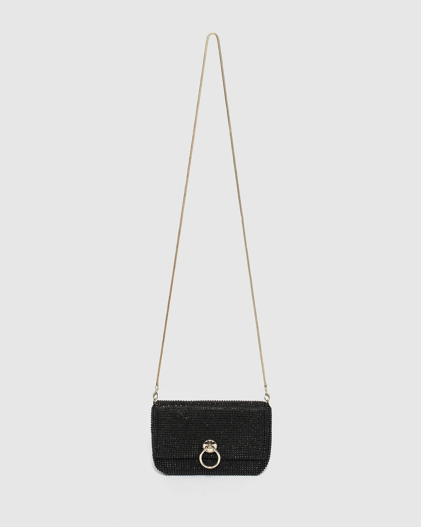 Black Jamila Disc Clutch Bag
