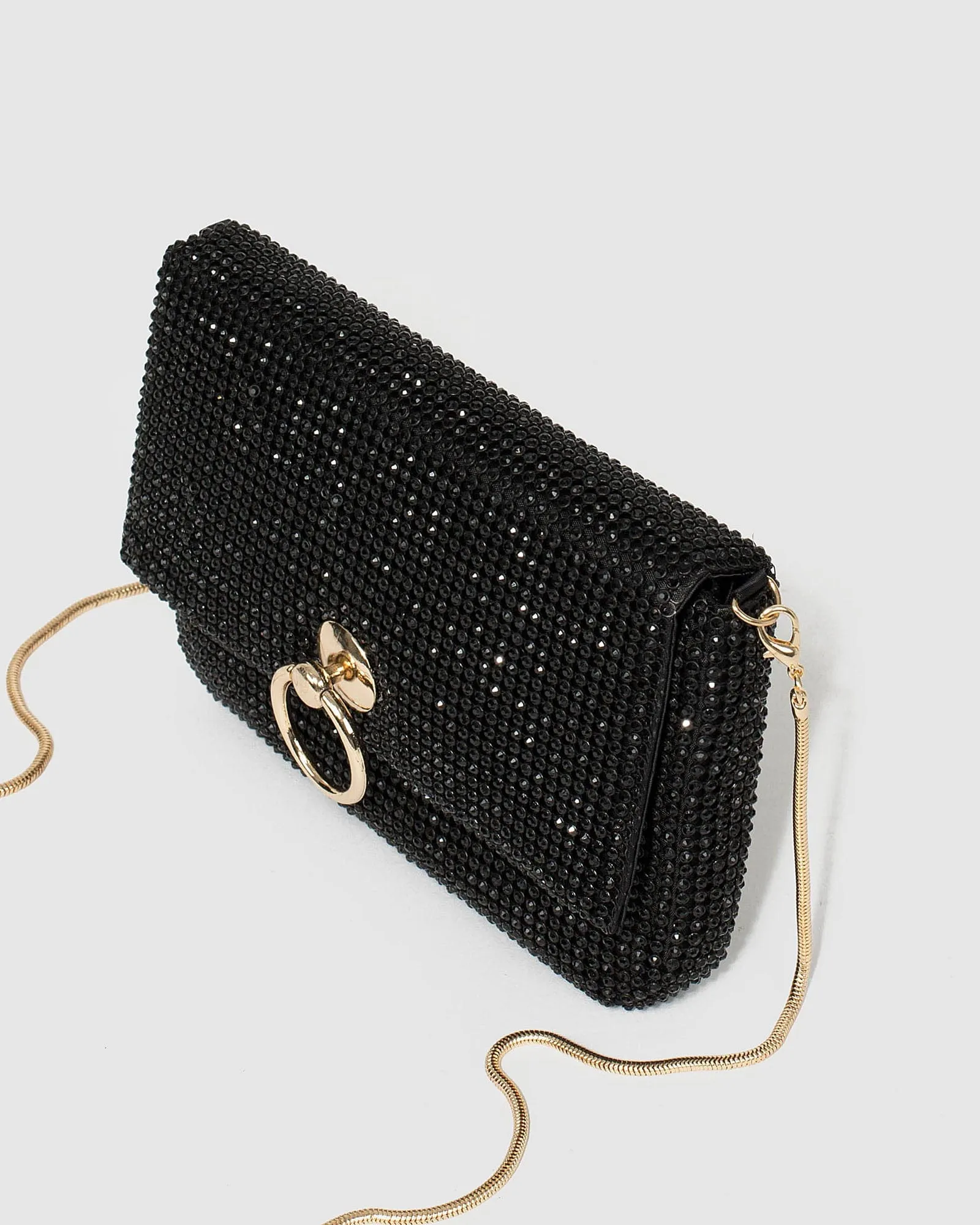 Black Jamila Disc Clutch Bag