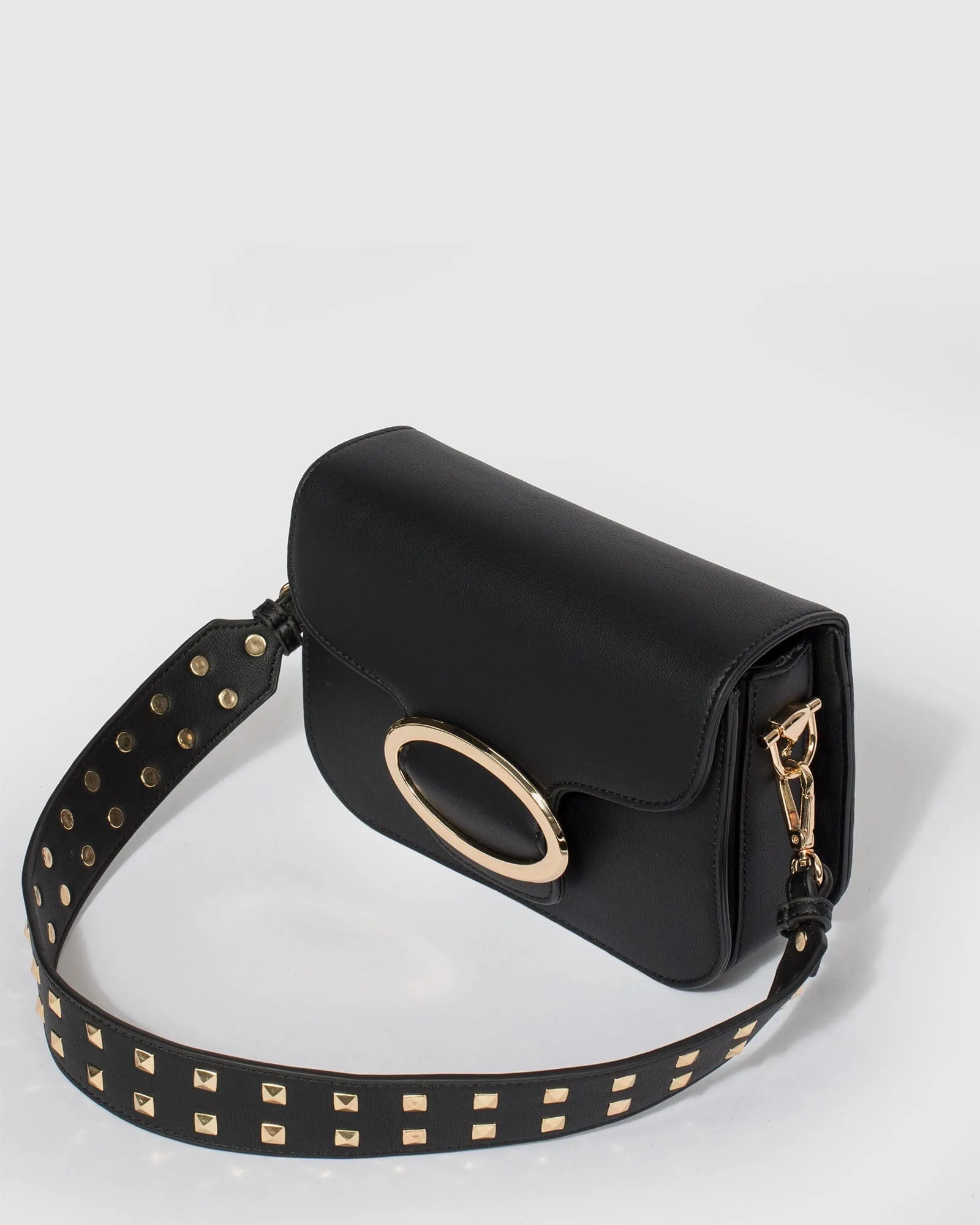 Black Joanna Stud Crossbody Bag
