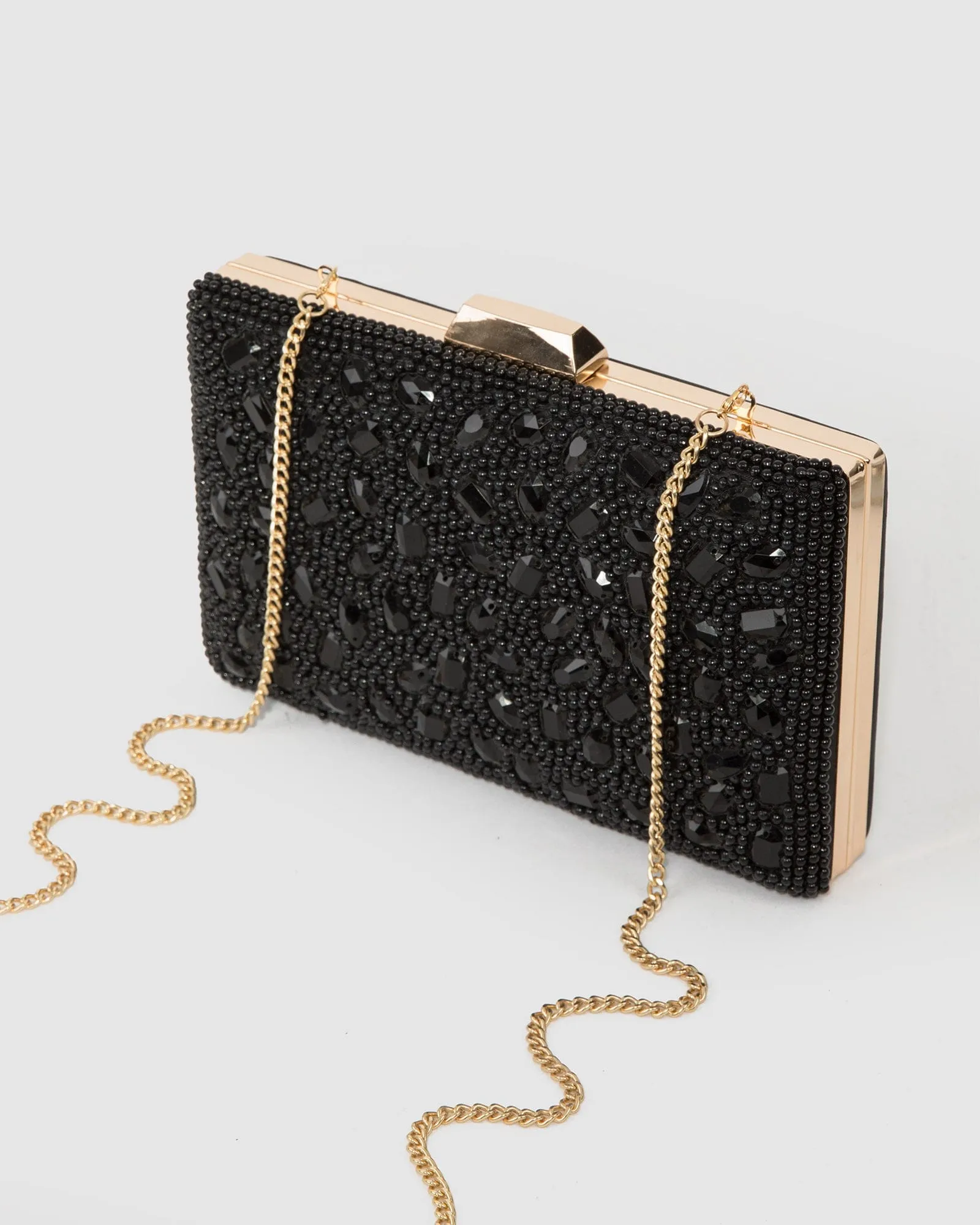 Black Lienke Beaded Clutch Bag