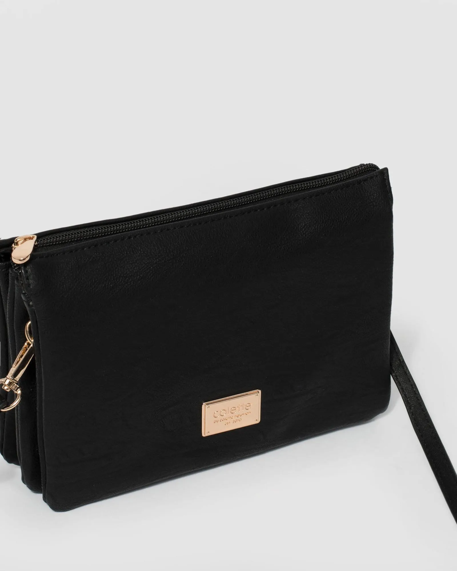 Black Triple Pocket Crossbody Bag