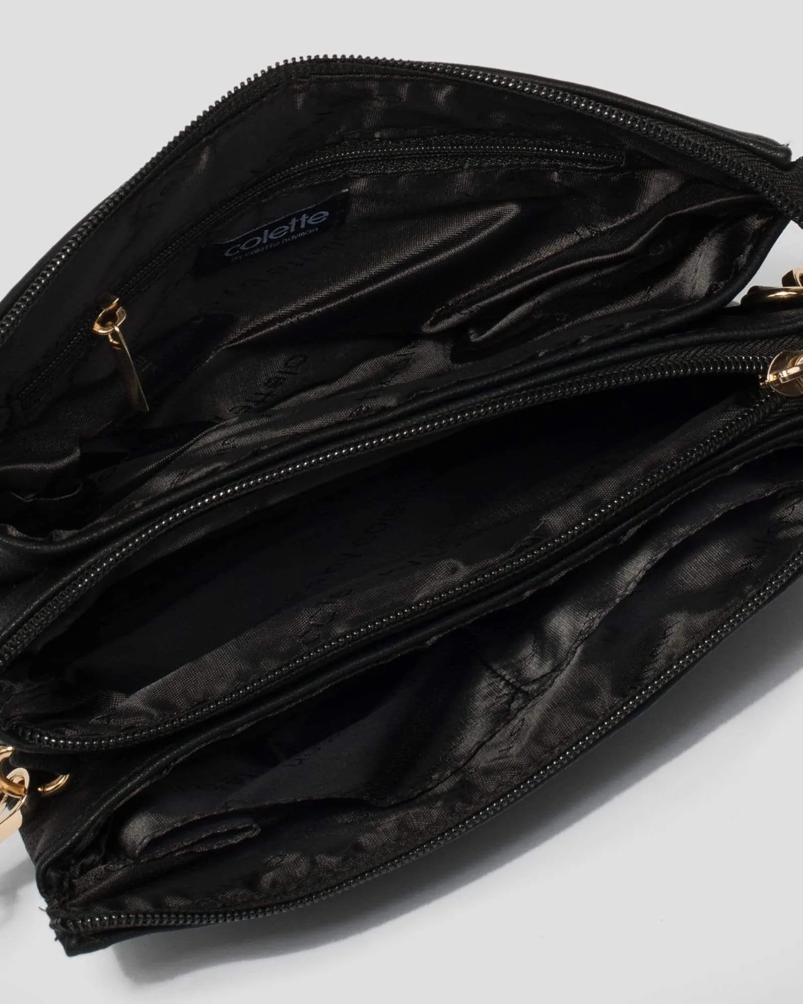 Black Triple Pocket Crossbody Bag
