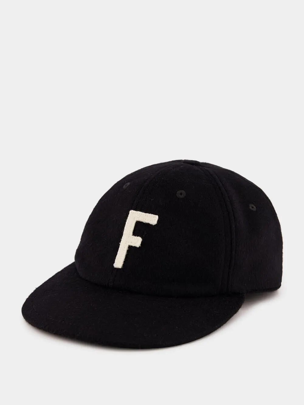 Black Wool Baseball Cap with Felt Letter
