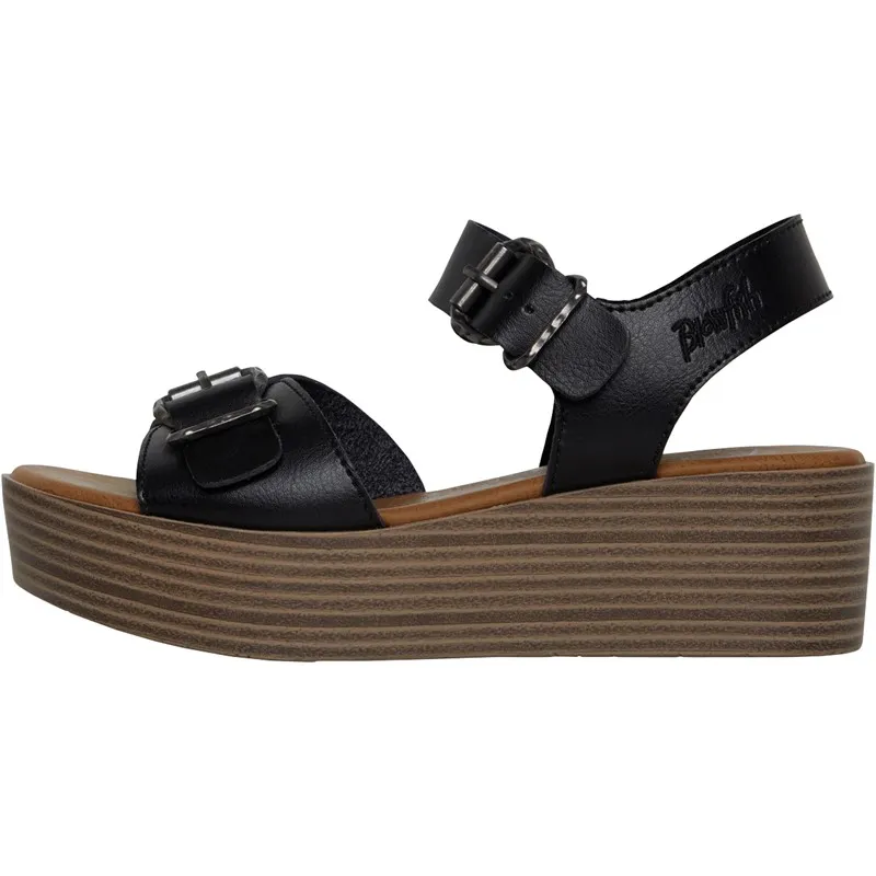 Blowfish Womens Leeds Platform Sandals Black Dyecut