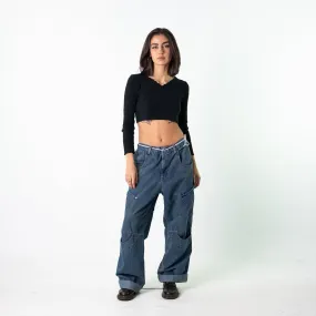 Blue Denim 90s Baggy Hip Hop 610 Cargo Skater Trousers Pants Jeans (34x28)