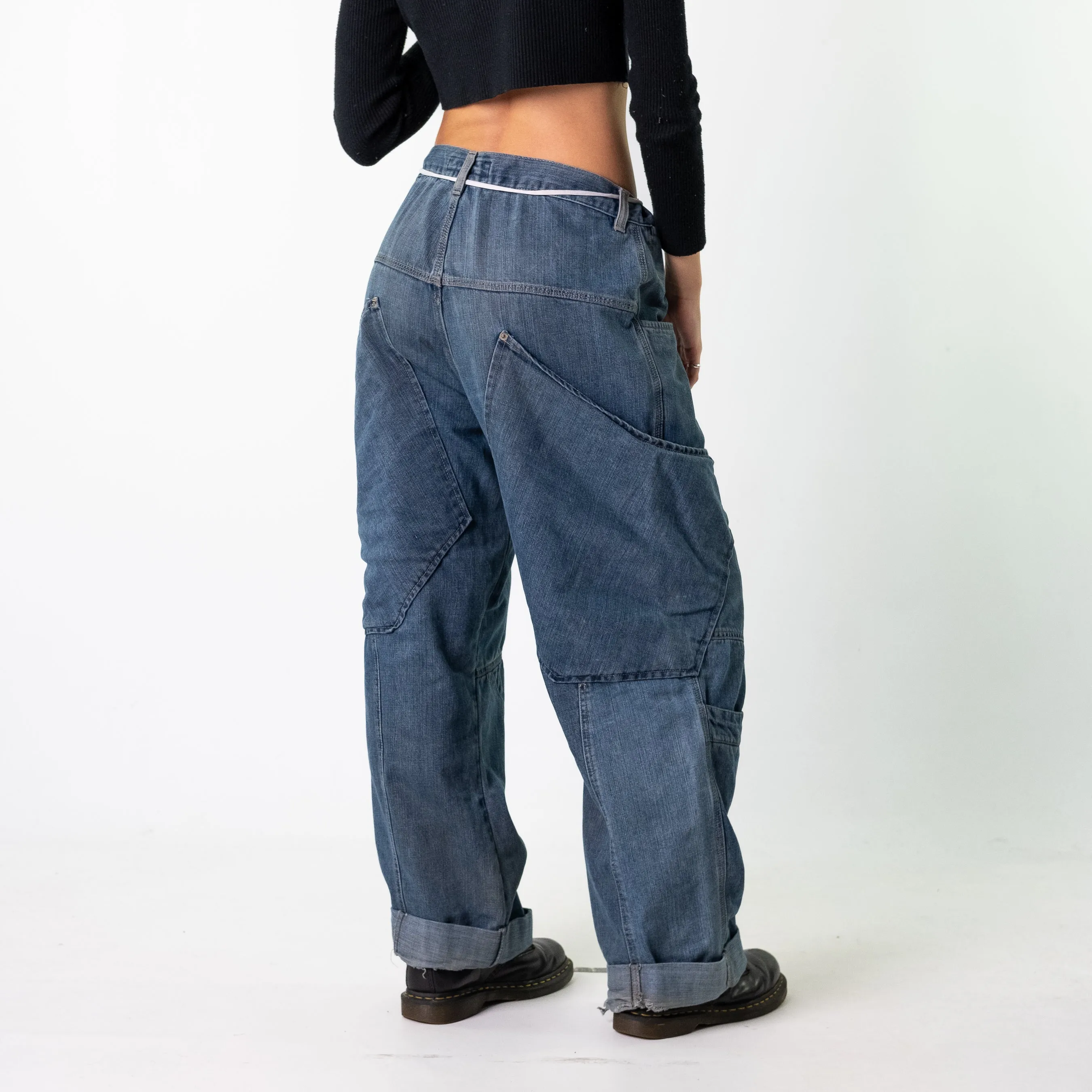 Blue Denim 90s Baggy Hip Hop 610 Cargo Skater Trousers Pants Jeans (34x28)