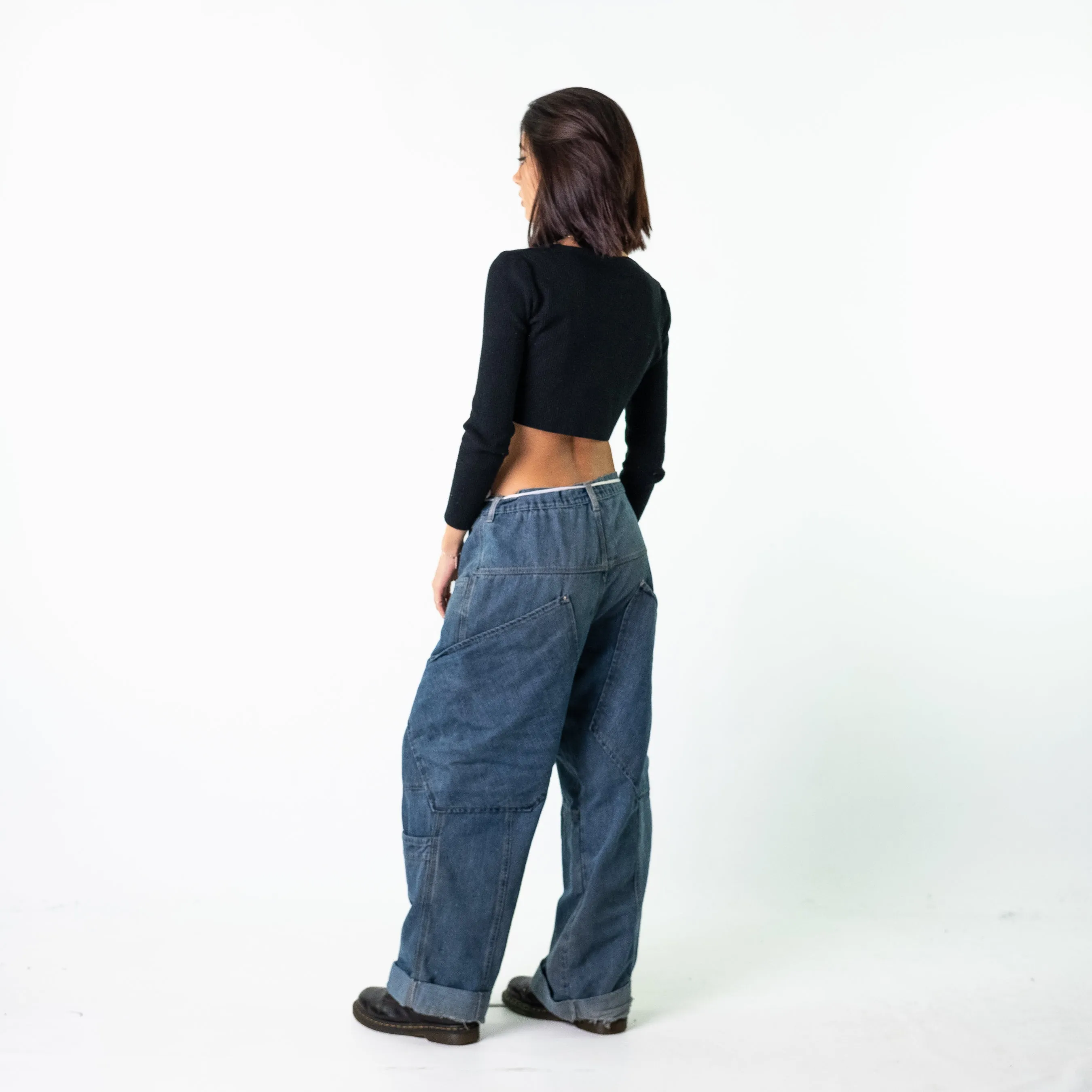 Blue Denim 90s Baggy Hip Hop 610 Cargo Skater Trousers Pants Jeans (34x28)