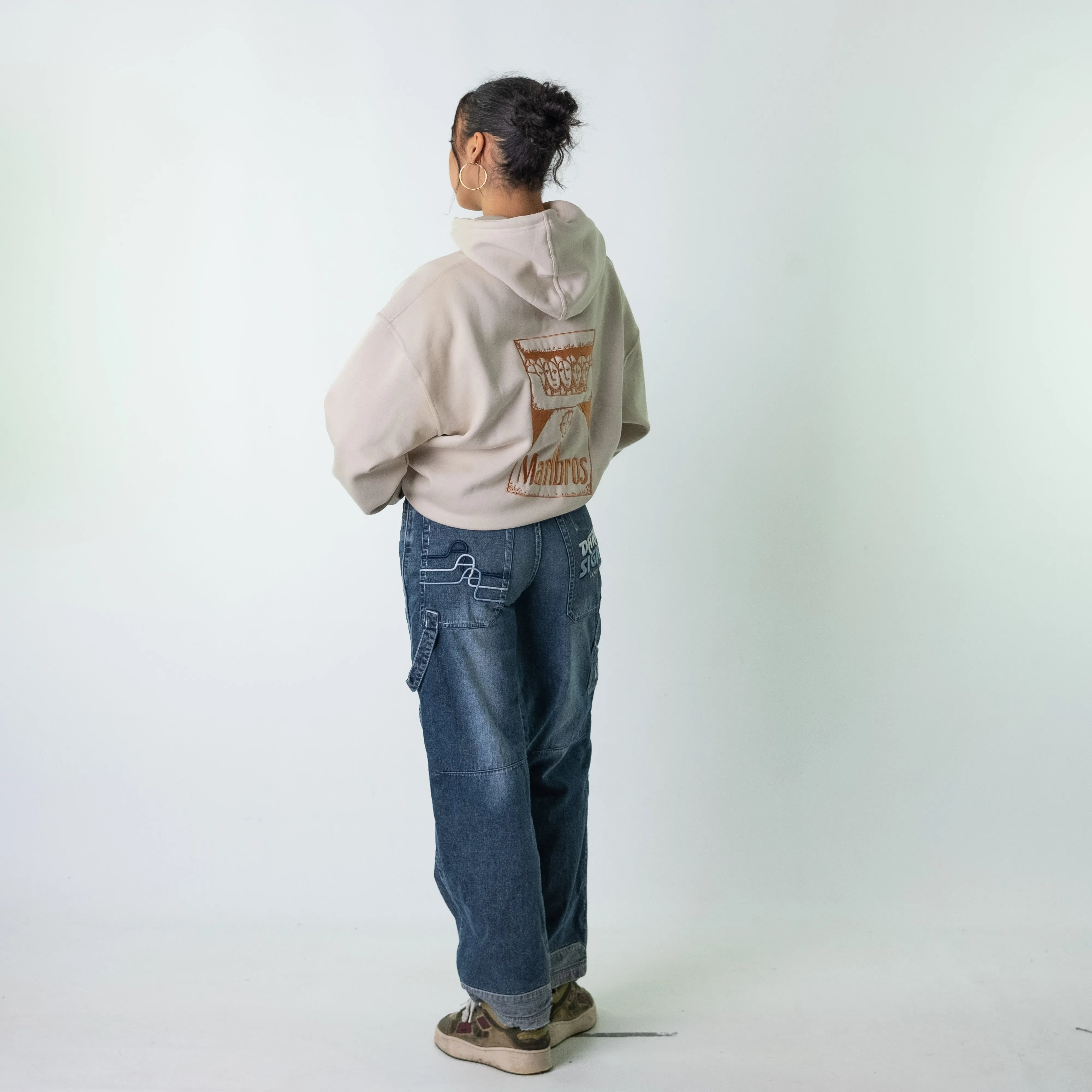 Blue Denim 90s Baggy Hip Hop Dark Sight Cargo Skater Trousers Pants Jeans (28x31)
