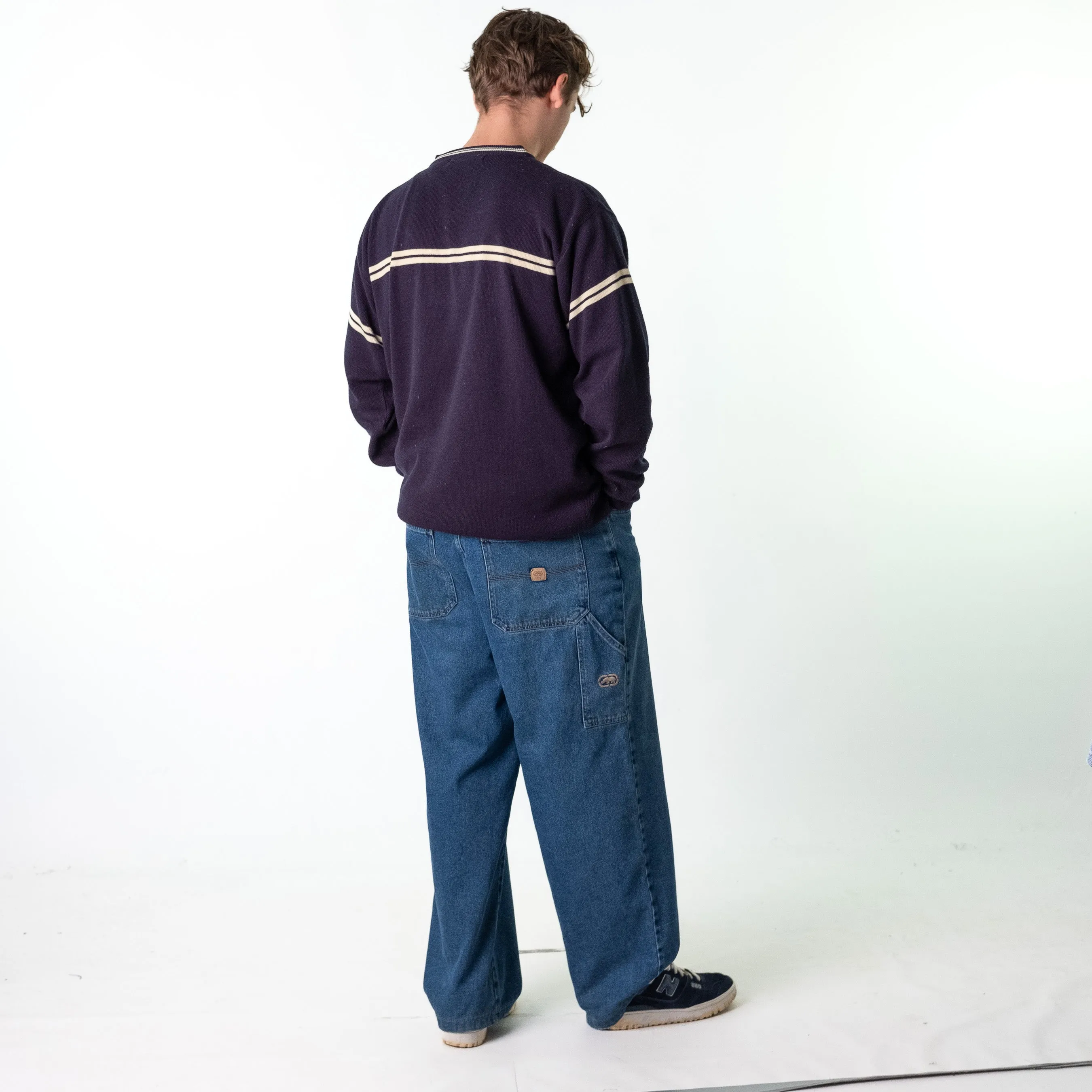 Blue Denim 90s Baggy Hip Hop Ecko Unltd. Cargo Skater Trousers Pants Jeans (34x30)