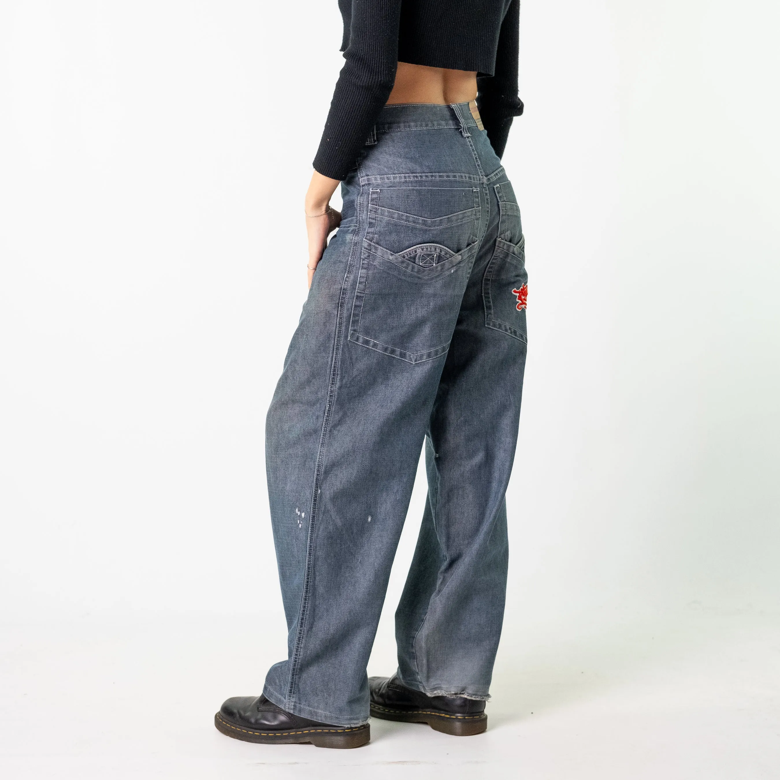 Blue Denim 90s Baggy Hip Hop Edusi Cargo Skater Trousers Pants Jeans (28x30)