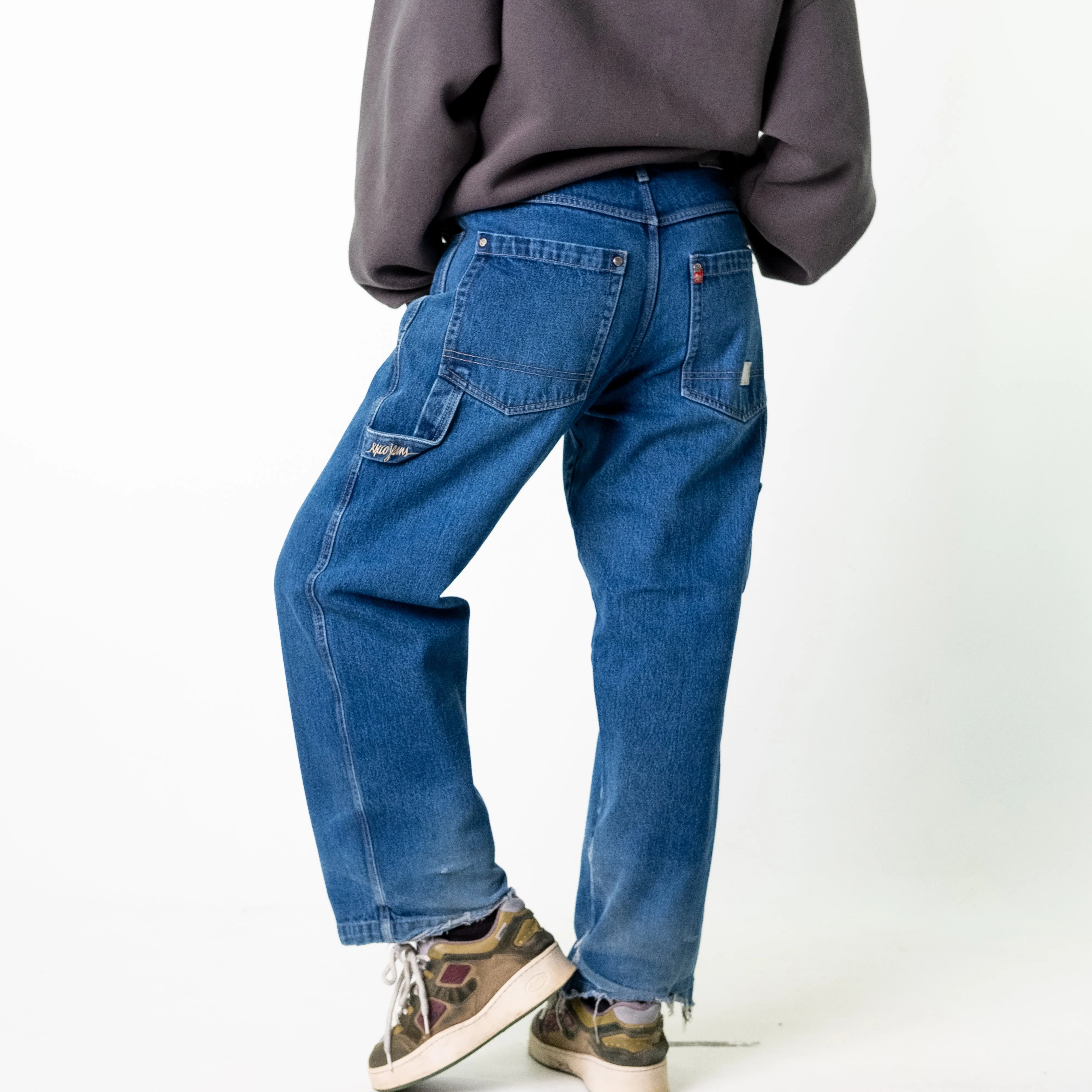 Blue Denim 90s Baggy Hip Hop EXCO Cargo Skater Trousers Pants Jeans (32x30)