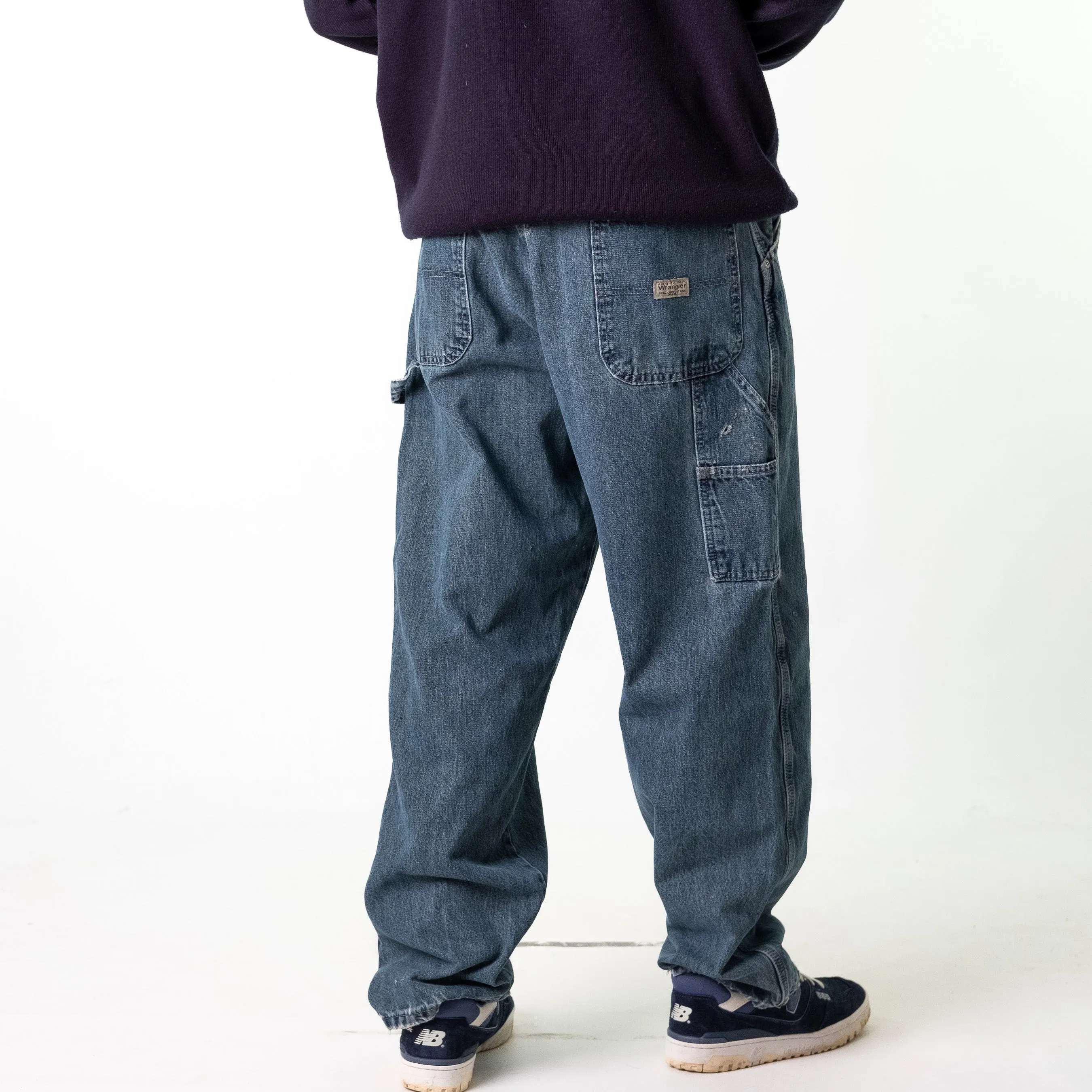 Blue Denim 90s Baggy Hip Hop Wrangler Cargo Skater Trousers Pants Jeans (36x32)