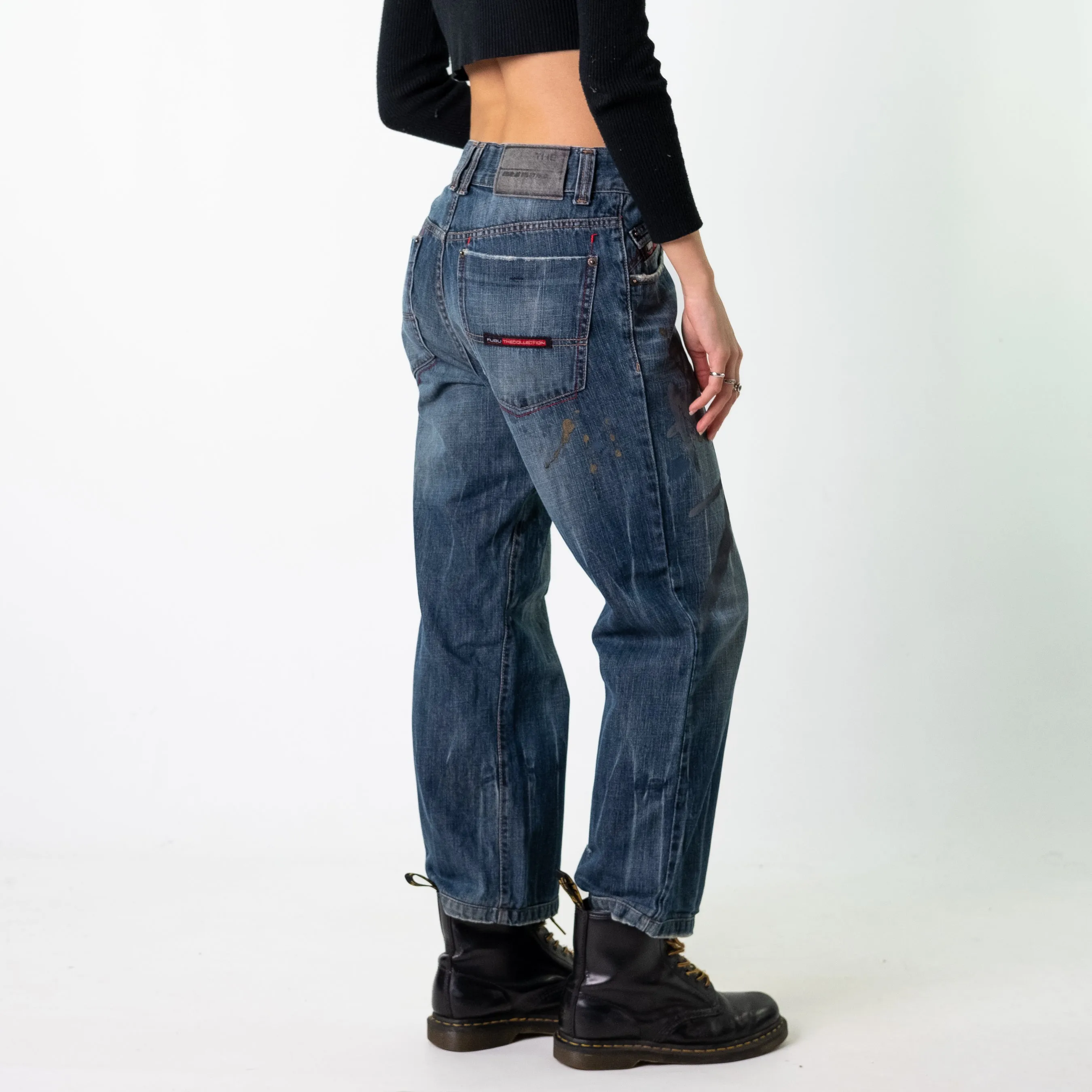 Blue Denim 90s FUBU  Cargo Skater Trousers Pants Jeans (29x27)