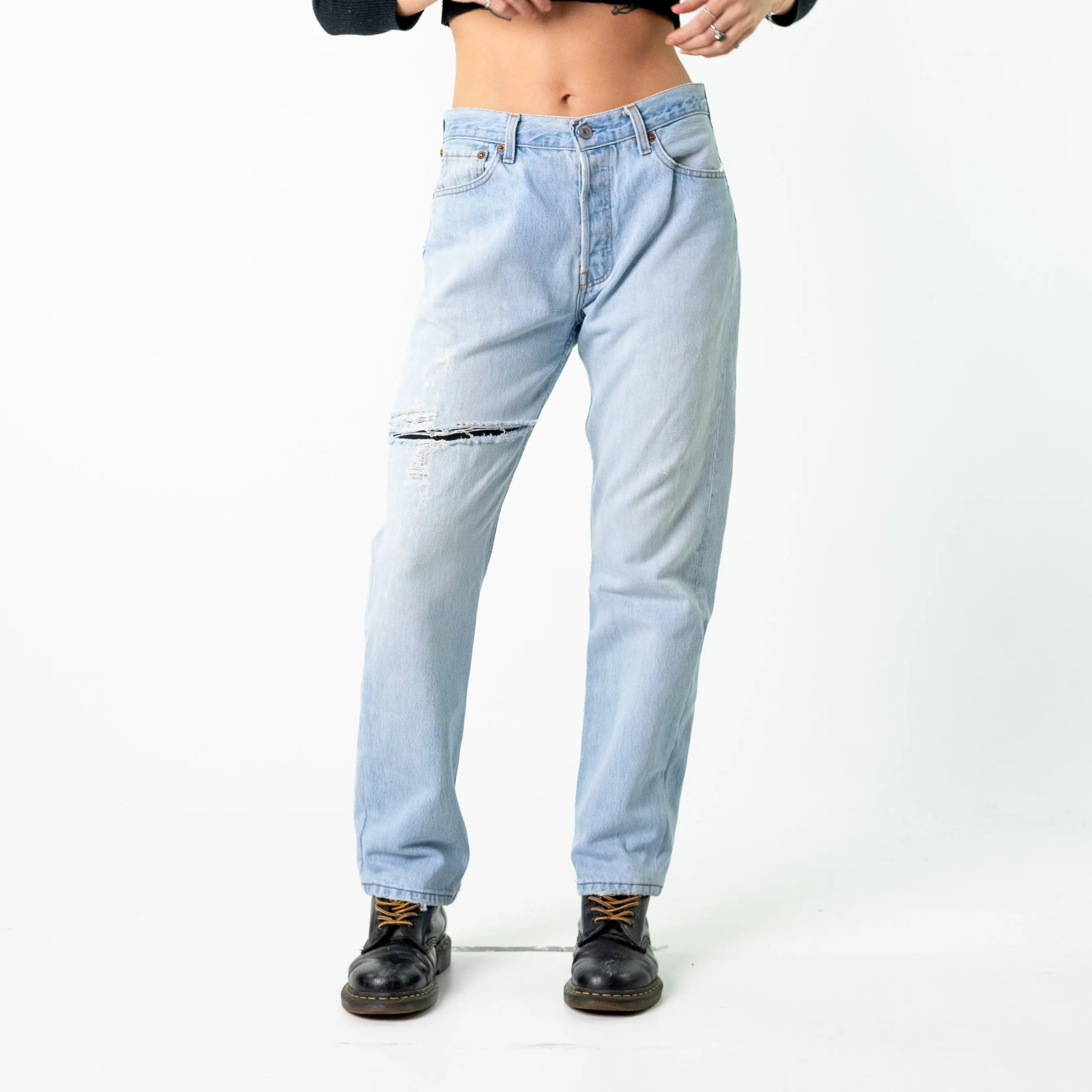 Blue Denim 90s Levi's 501 Cargo Skater Trousers Pants Jeans (36x30)