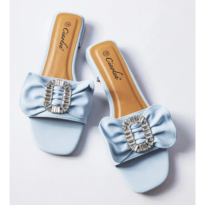 Blue elegant sandals with rhinestones from Fifi