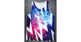 Blue Thunder Sparkles Galaxy Universe Net Sleeveless Mens T-shirt Vest Sports Tank Top