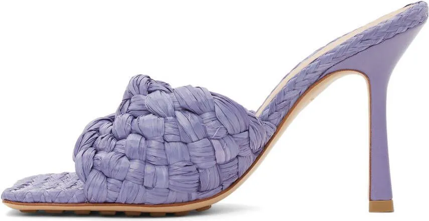 Bottega Veneta Purple Raffia Stretch Heeled Mules