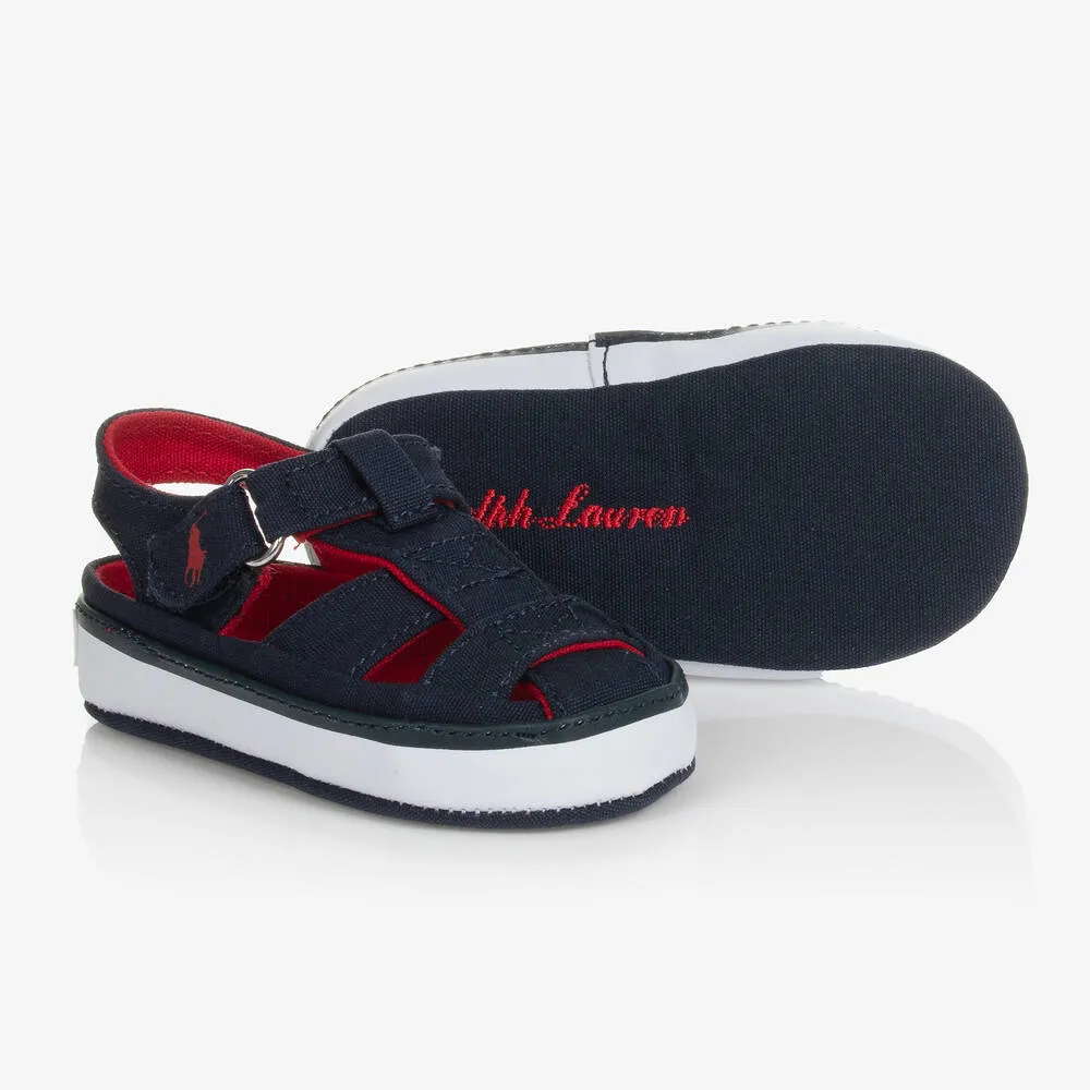 Boys Navy Blue Canvas Pre-Walker Sandals