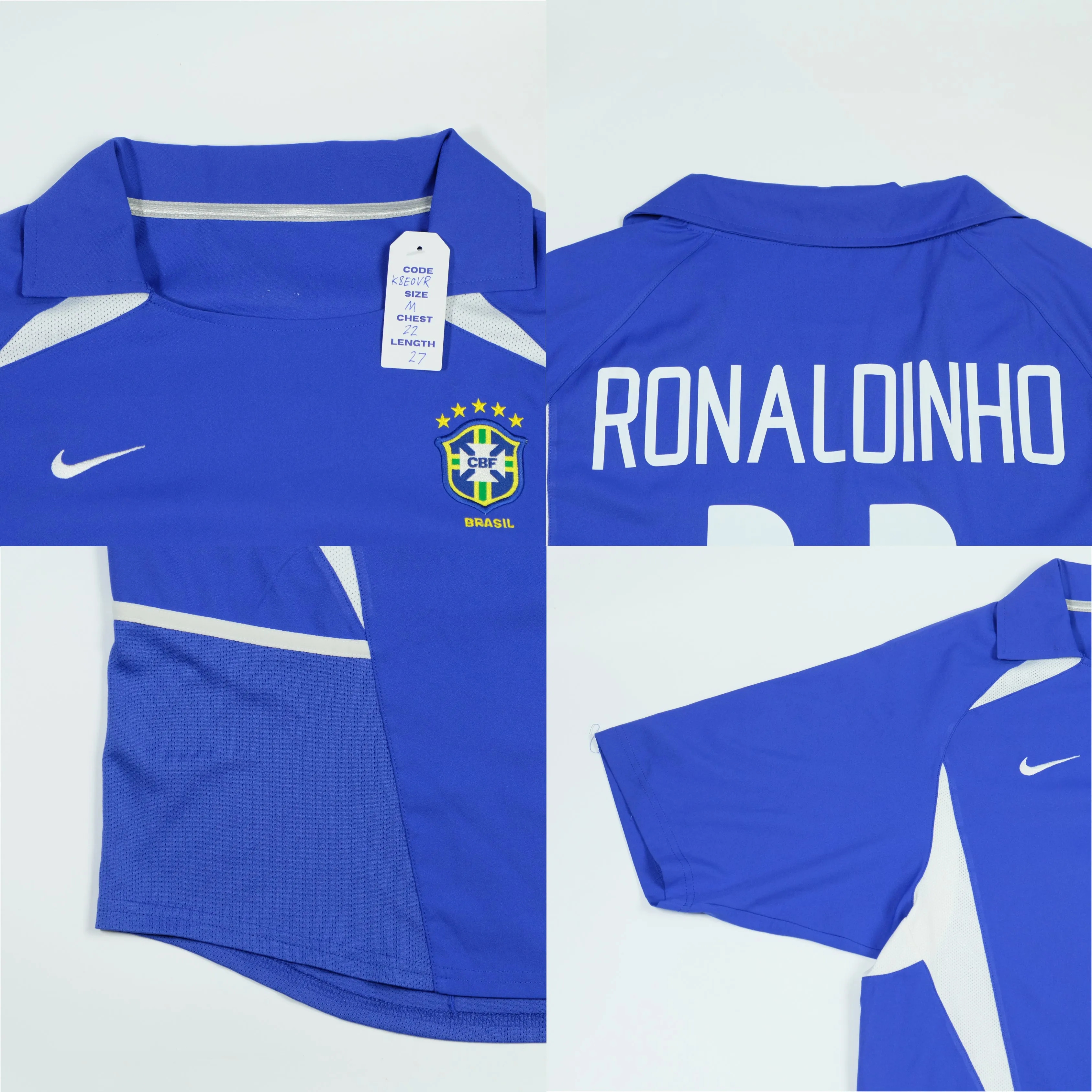 Brazil Ronaldinho 11 Nike Away Football Shirt 2002 Medium