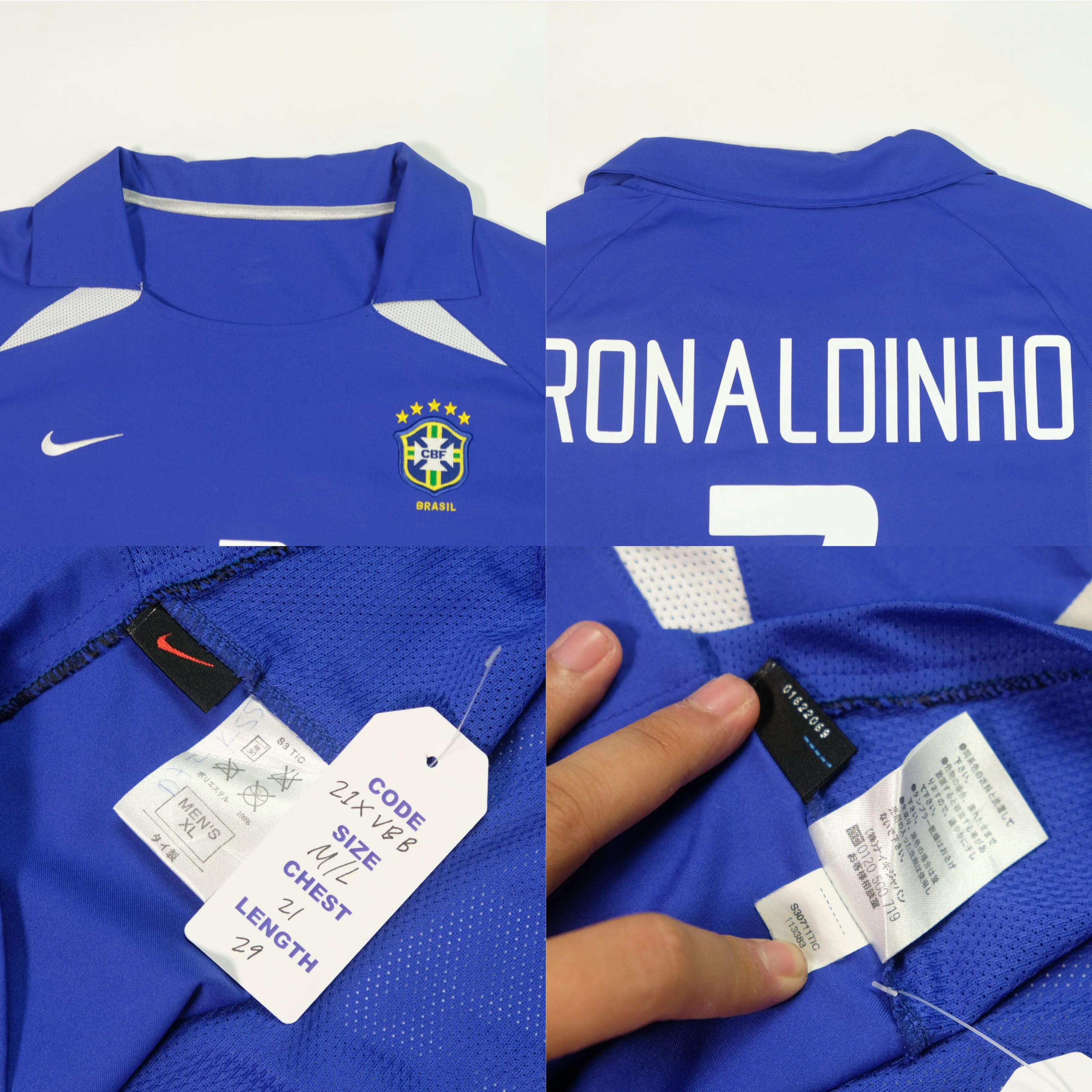 Brazil Ronaldinho 11 Nike Away Football Shirt 2002 (M/L)