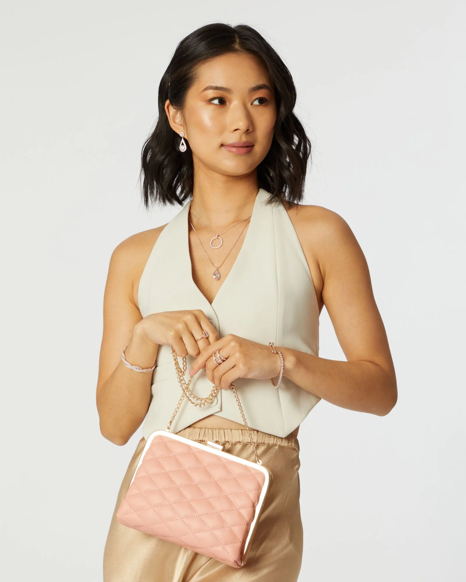 Britt Clasp Pink Clutch Bag
