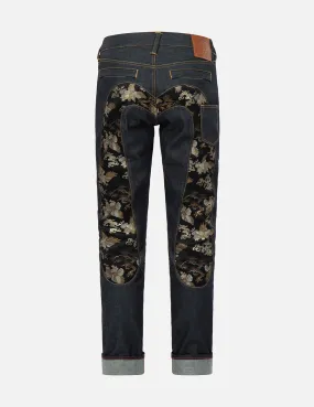 Brocade Daicock Insert with Multi-Pocket Carrot-Fit Jeans #2017