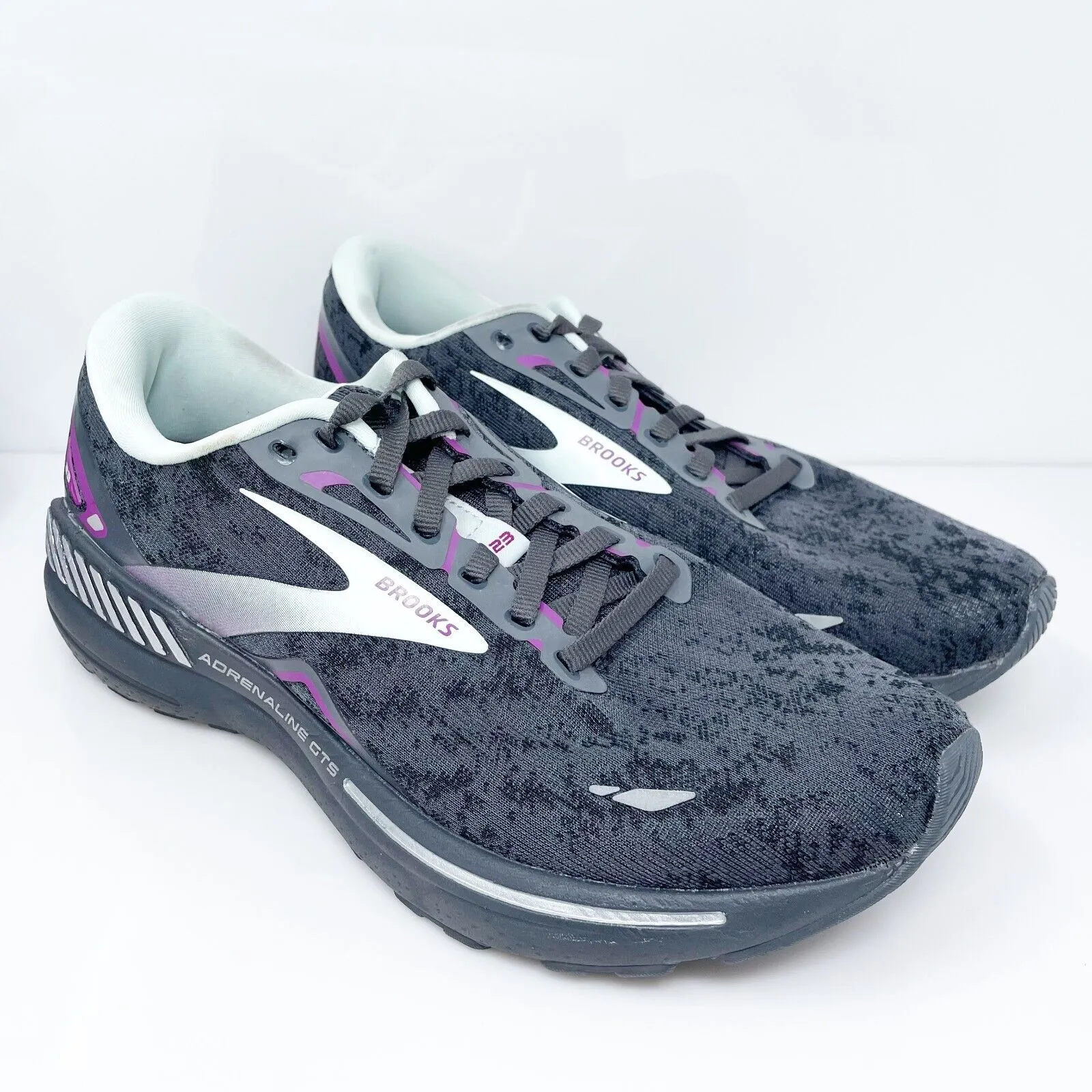 Brooks Womens Adrenaline GTS 23 1203811D072 Black Running Shoes Sneakers Sz 10 D