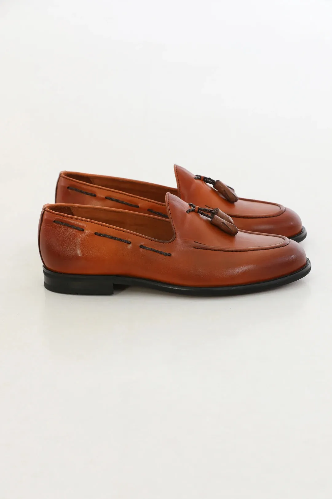 Brown Leather Tassel Loafers