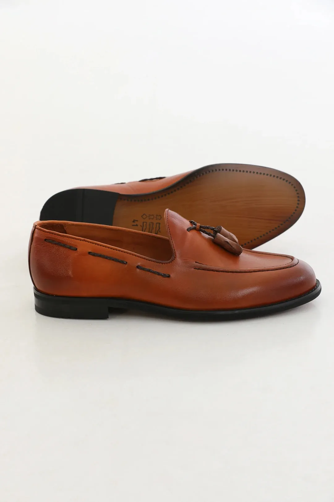 Brown Leather Tassel Loafers