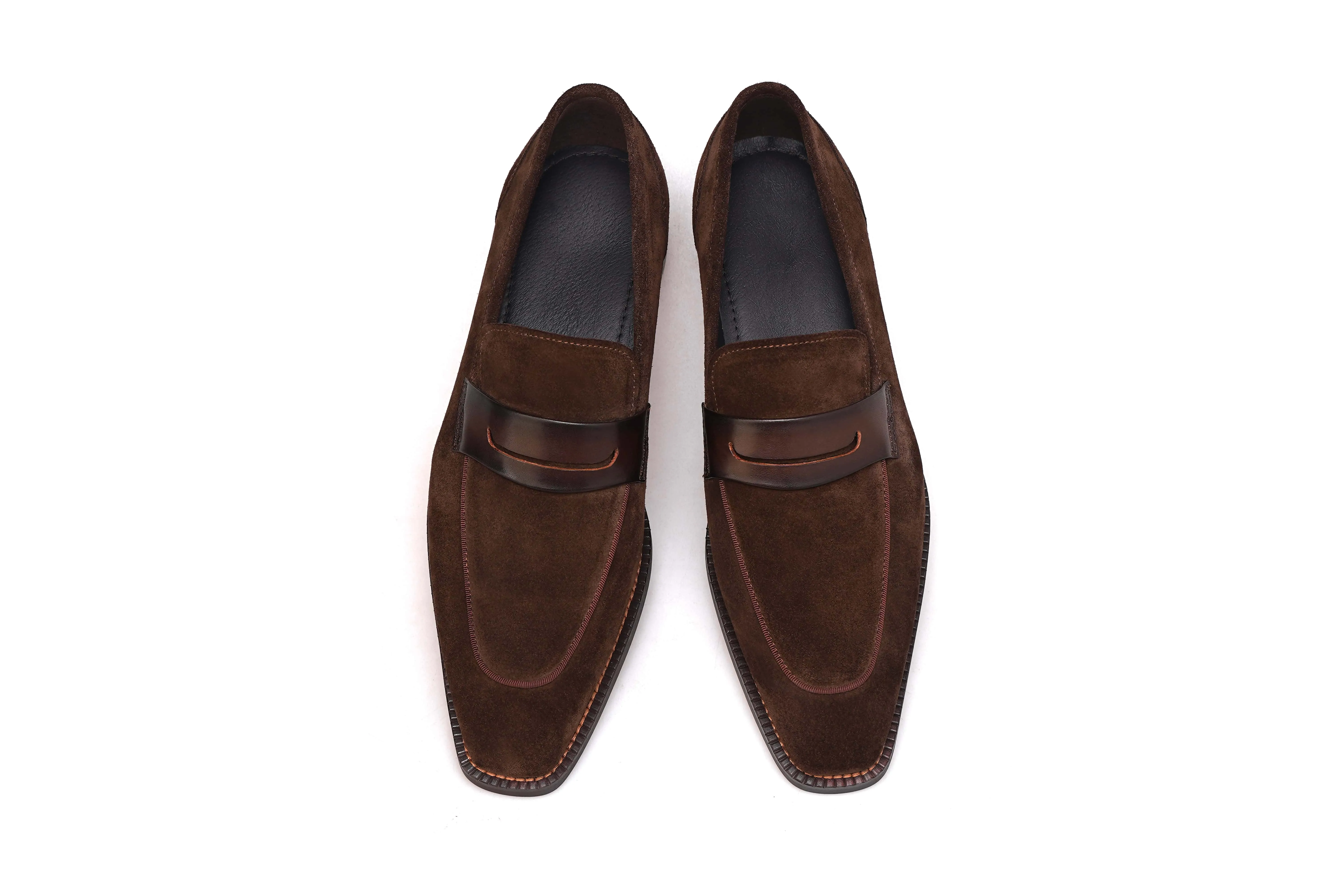 Brown Suede Penny Loafers