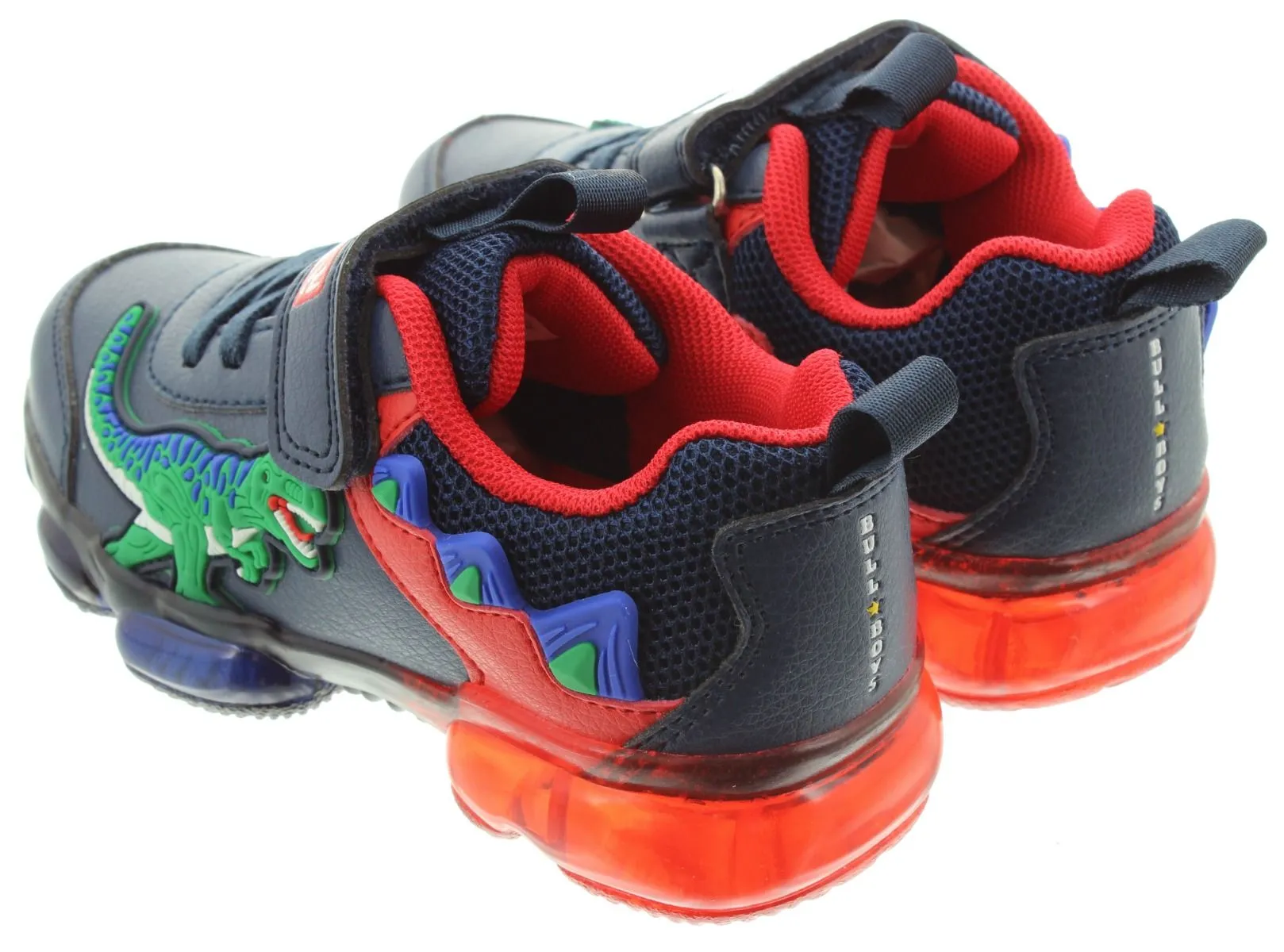 BULL BOYS Kids 2208 T Rex Flashing Light Up Trainers In Blue