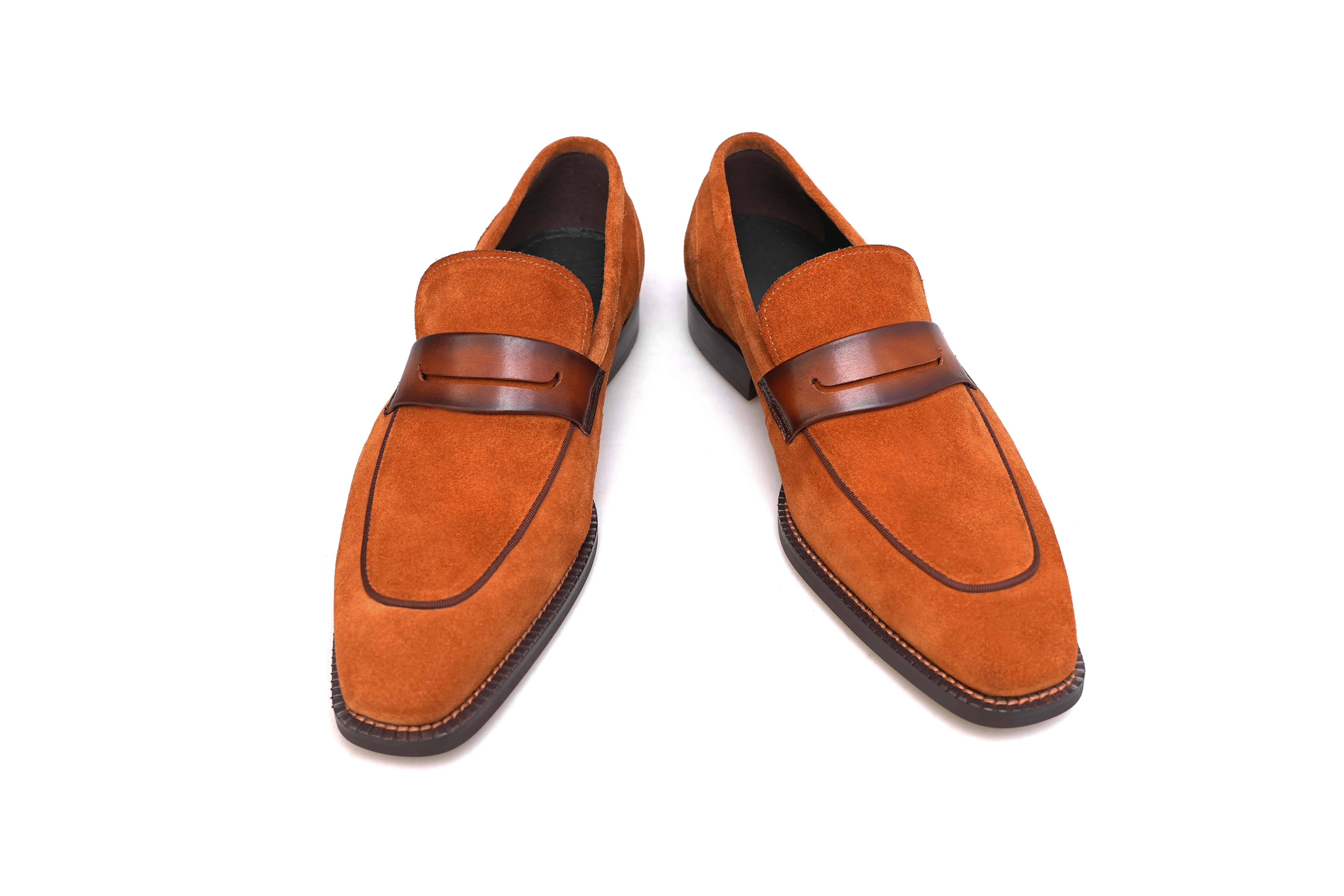 Burnt Brown Casual Suede Penny Loafers