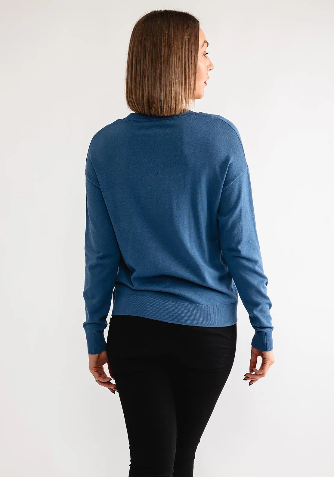 b.young Morla V Neck Sweater, Blue