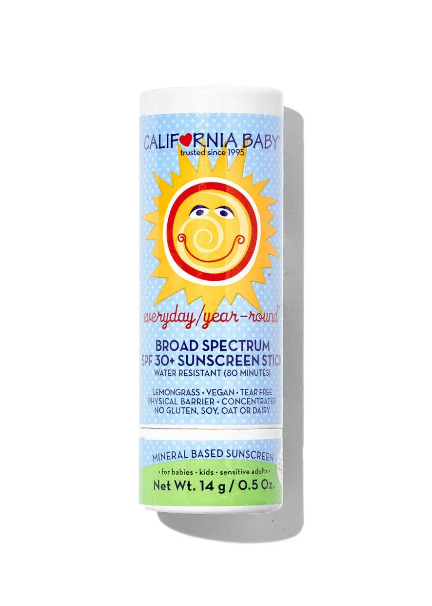 California Baby - Everyday/Year-Round Broad Spectrum SPF 30+ Sunscreen Stick: 0.5oz/14g