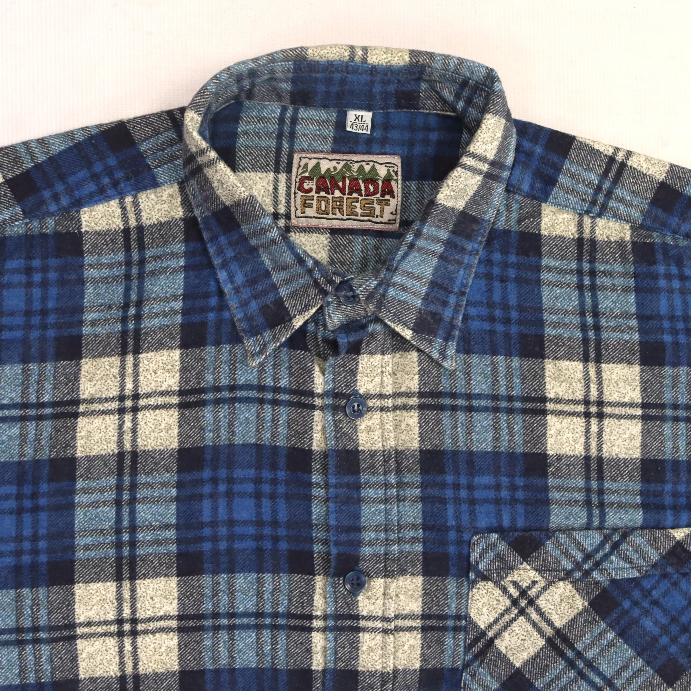 Canada Forest Checkered Flannel Shirt Blue Cream