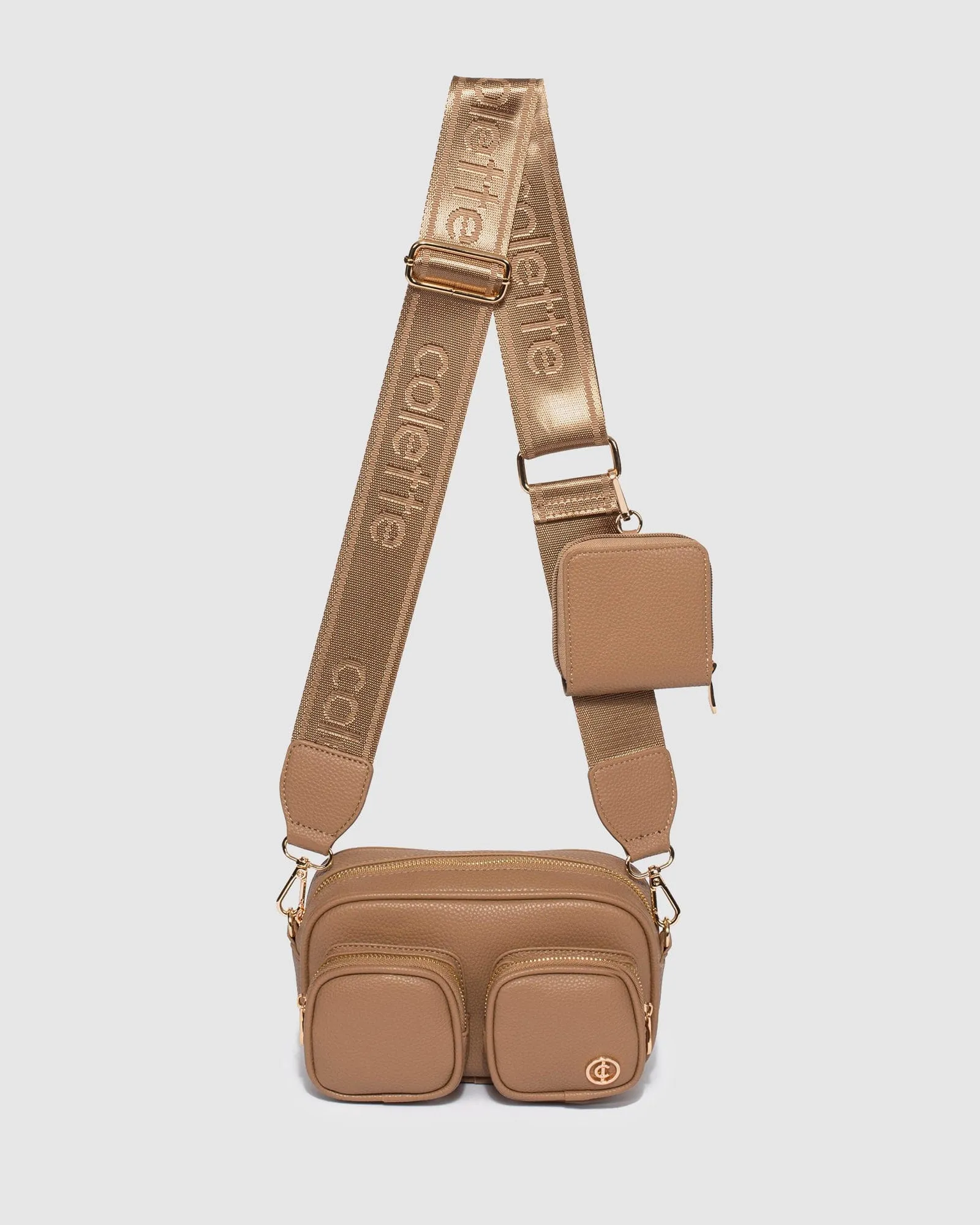 Caramel Amalia Double Pocket Crossbody Bag