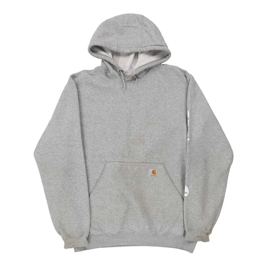 Carhartt Spellout Hoodie - Medium Grey Cotton Blend