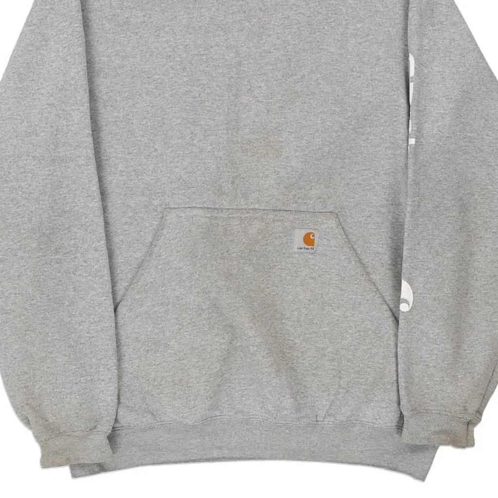 Carhartt Spellout Hoodie - Medium Grey Cotton Blend