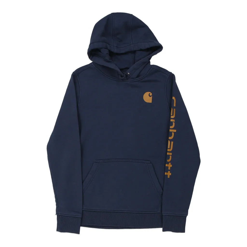 Carhartt Spellout Hoodie - Medium Navy Cotton Blend