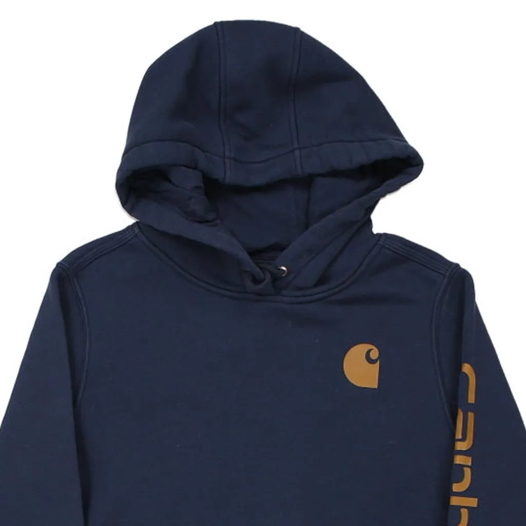 Carhartt Spellout Hoodie - Medium Navy Cotton Blend
