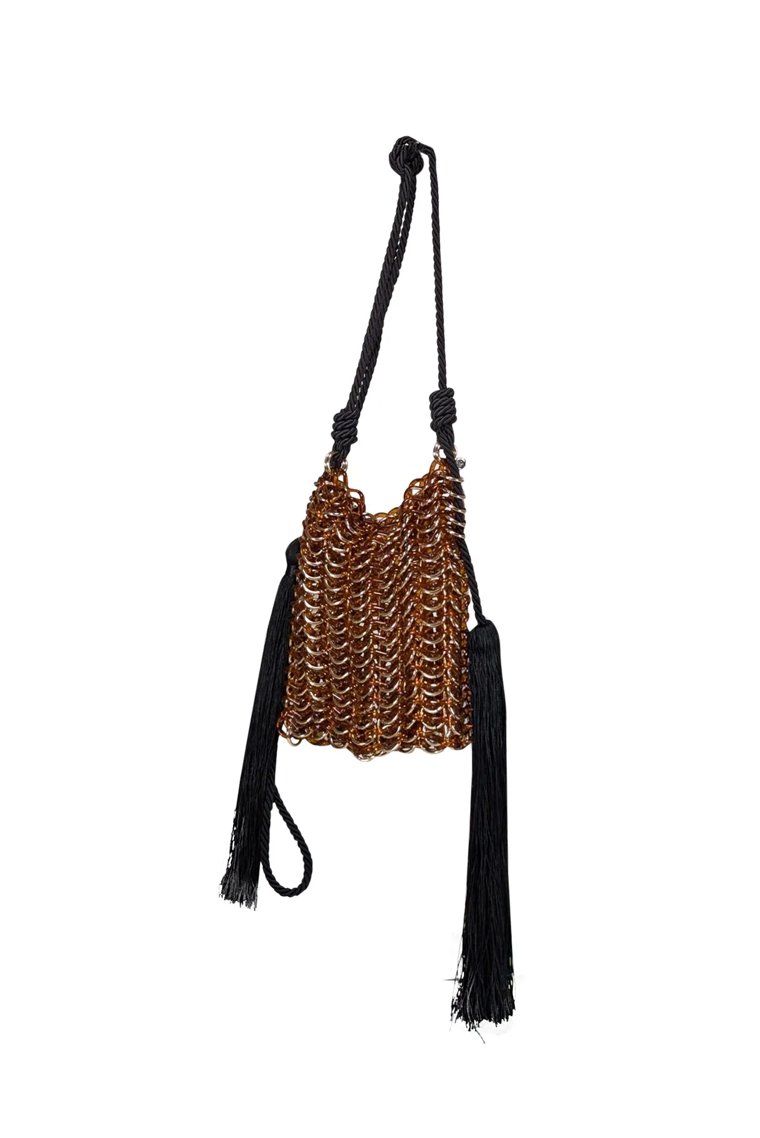 Carolina Santo Domingo - Brown Resin Luisella Crossbody Bag w/ Tassels