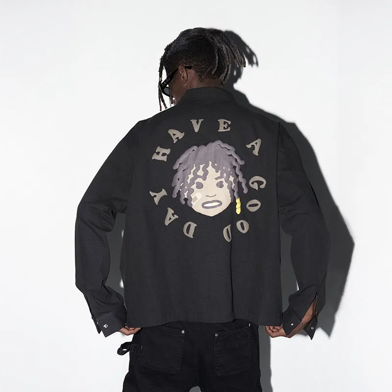 Cartoon Face Foam Print Jacket