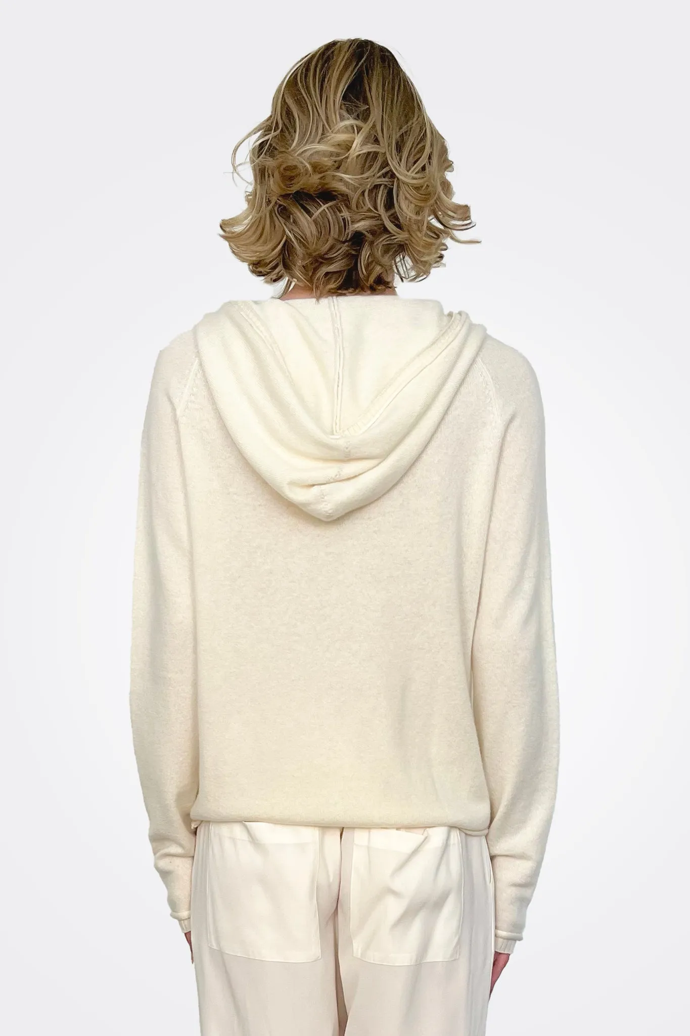 Cashmere Button Closure Hoodie - Natural