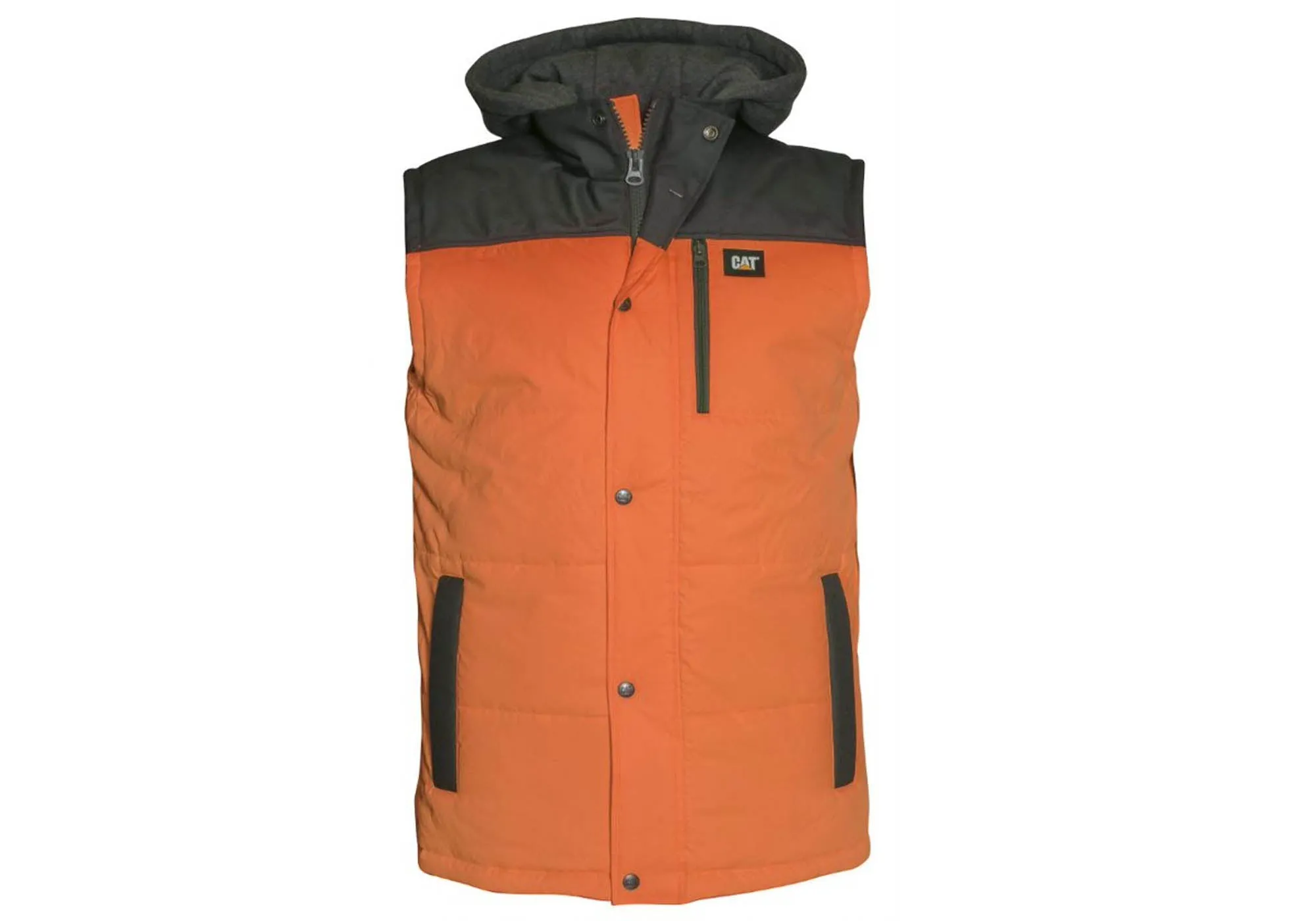 Caterpillar Mens Comfortable Durable Hi Vis Hooded Work Vest