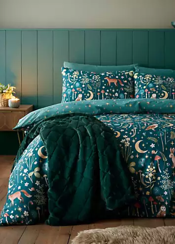Catherine Lansfield Forest Green Enchanted Twilight Duvet Cover Set | Kaleidoscope