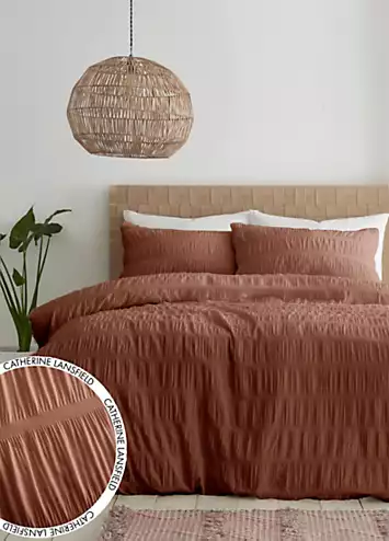 Catherine Lansfield Terracotta Seersucker Duvet Cover Set | Kaleidoscope